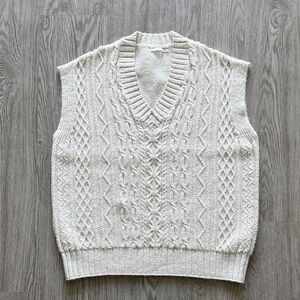 Anthropologie Cream V-Neck Sweater Vest